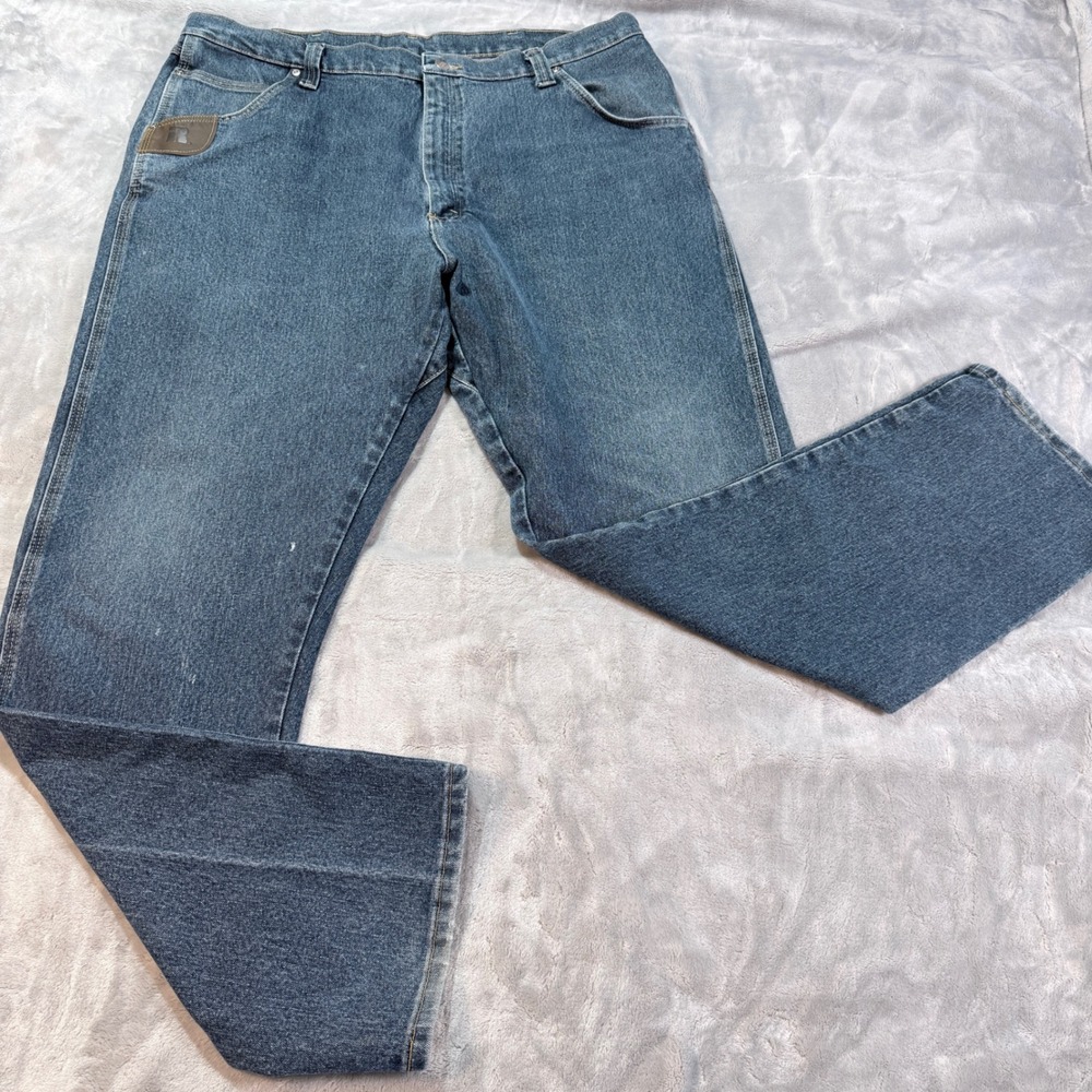 Wrangler Riggs ‎ Mens Jeans Size 42x34 Blue Denim Workwear Bootcut Pants